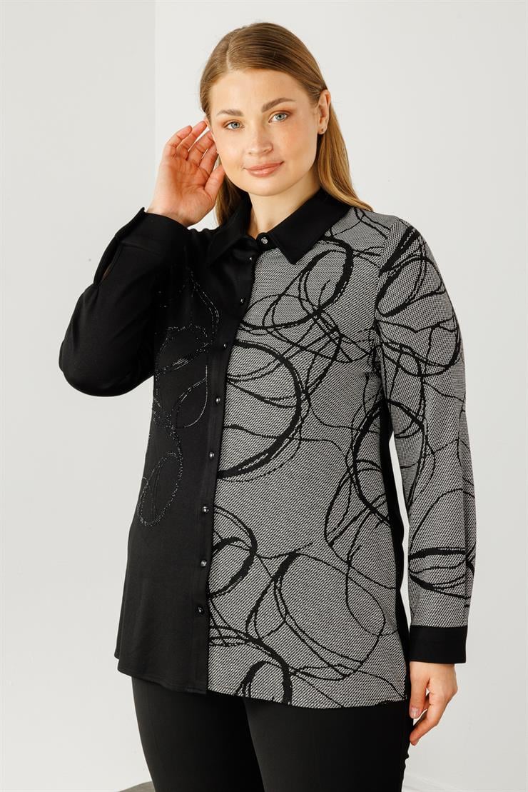 Modailgi  Jakarlı Gömlek Siyah