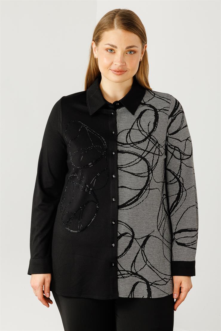 Modailgi  Jakarlı Gömlek Siyah