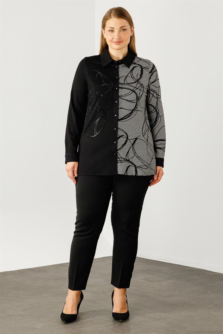 Modailgi  Jakarlı Gömlek Siyah
