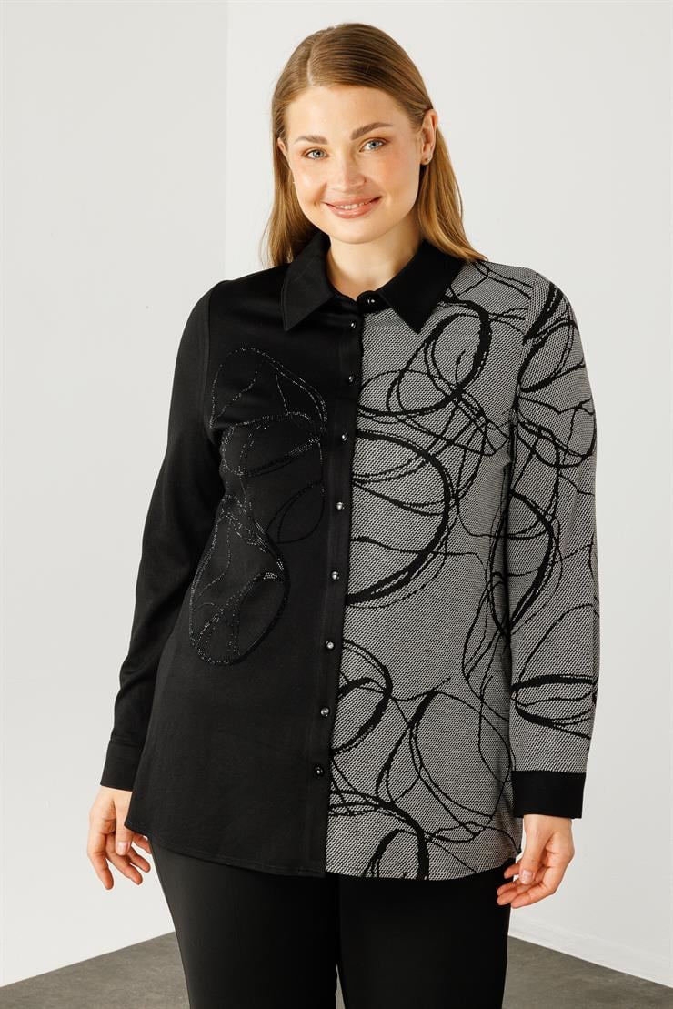 Modailgi  Jakarlı Gömlek Siyah