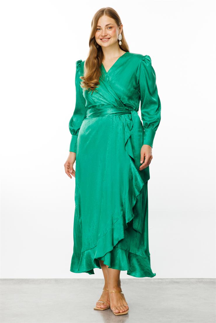 Modailgi  Jakarlı Kruvaze Elbise Yeşil