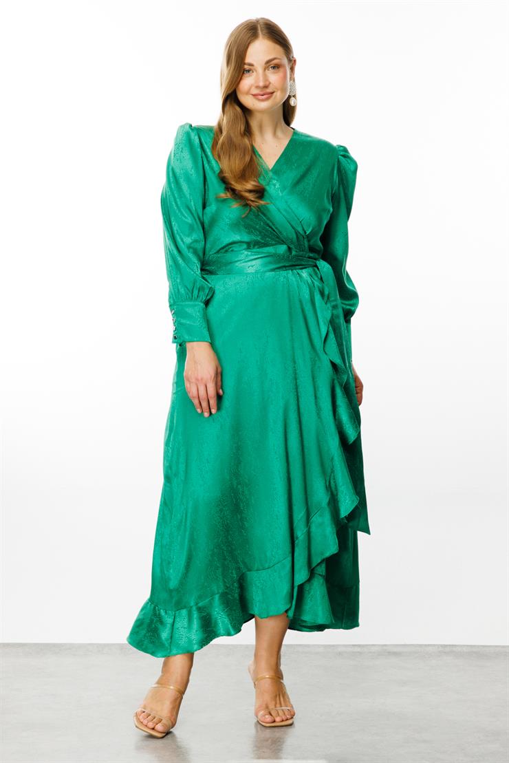 Modailgi  Jakarlı Kruvaze Elbise Yeşil