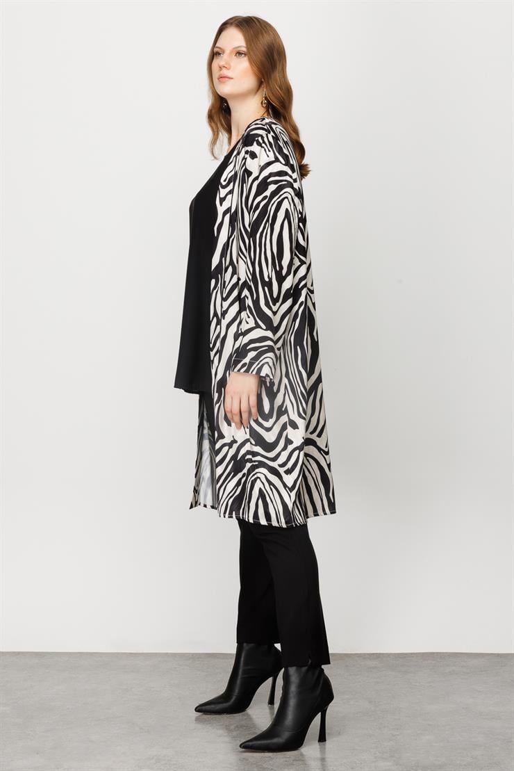 Modailgi  Jakarlı Şal Yaka İkili Uzun Tunik Orijinal