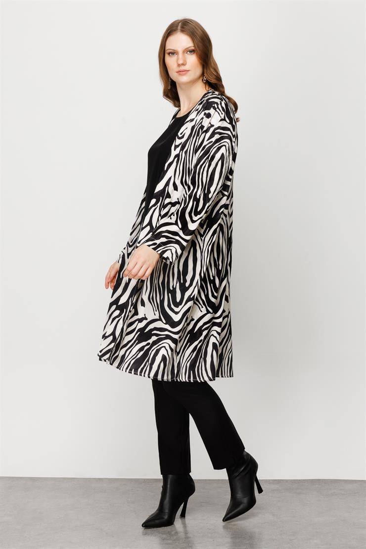 Modailgi  Jakarlı Şal Yaka İkili Uzun Tunik Orijinal