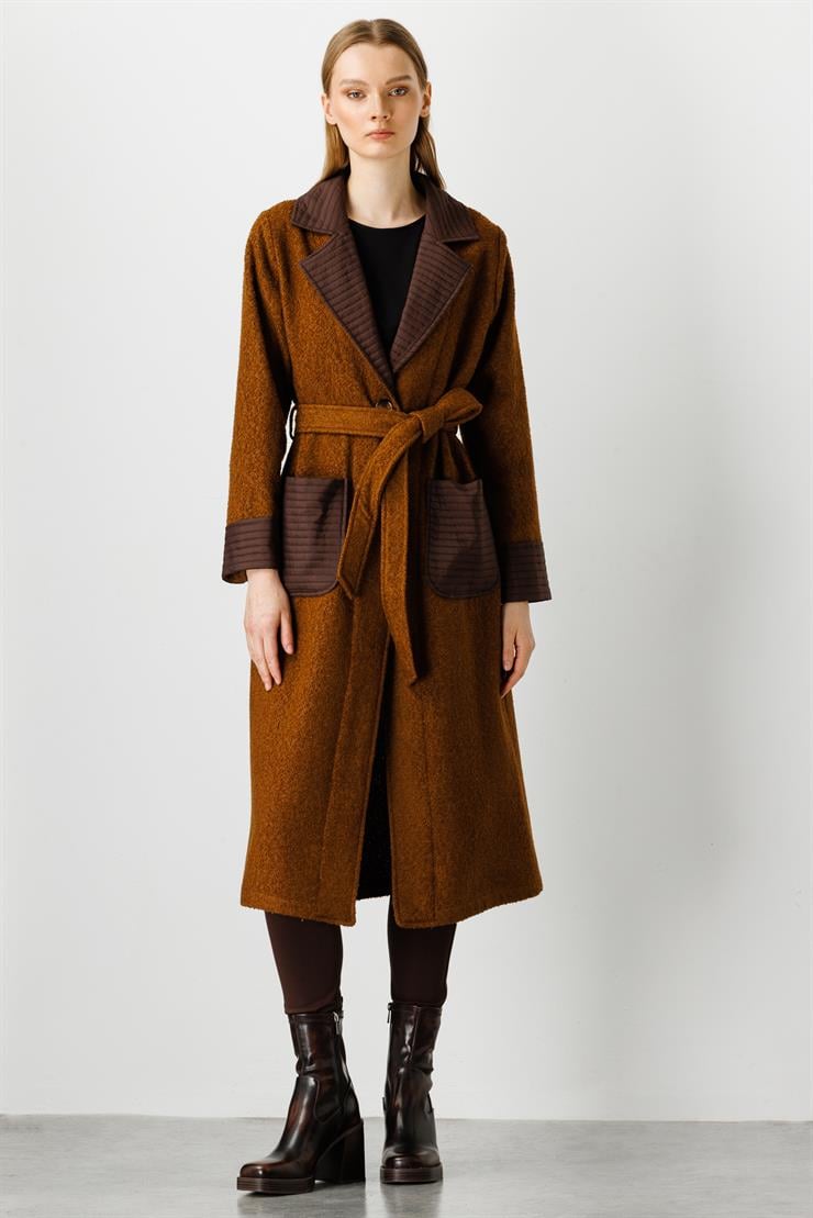 Modailgi  Kapitone Detaylı Uzun Kap Taba