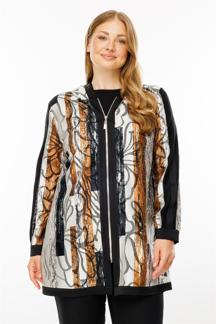 Modailgi  Kapüşonlu Desenli Tunik Siyah