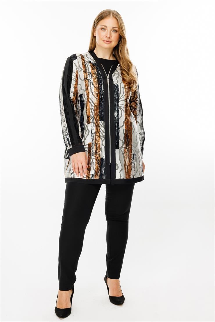 Modailgi  Kapüşonlu Desenli Tunik Siyah