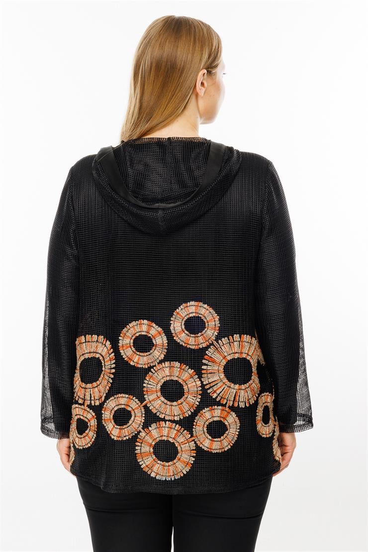 Modailgi  Kapüşonlu File Tunik Siyah