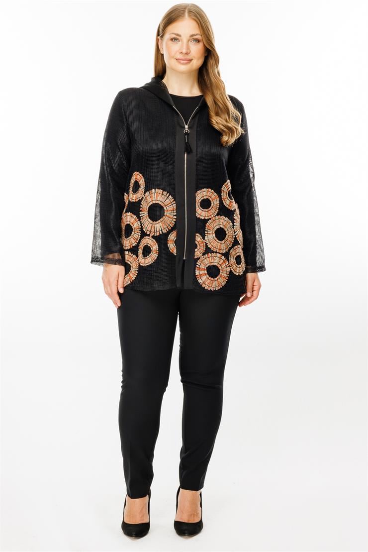 Modailgi  Kapüşonlu File Tunik Siyah