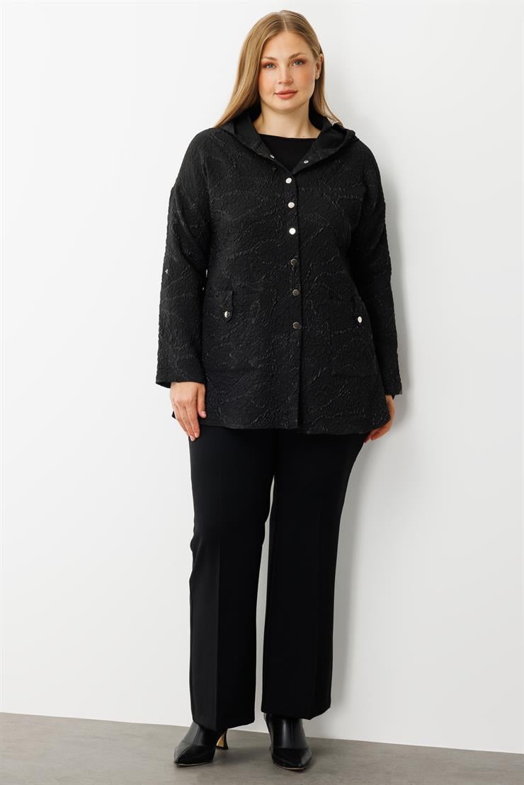 Modailgi  Kapüşonlu Jakar Tunik Siyah