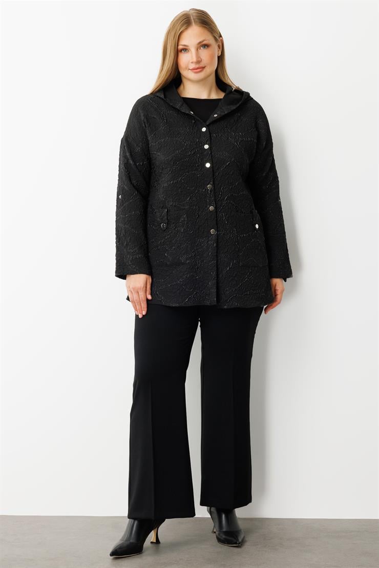 Modailgi  Kapüşonlu Jakar Tunik Siyah