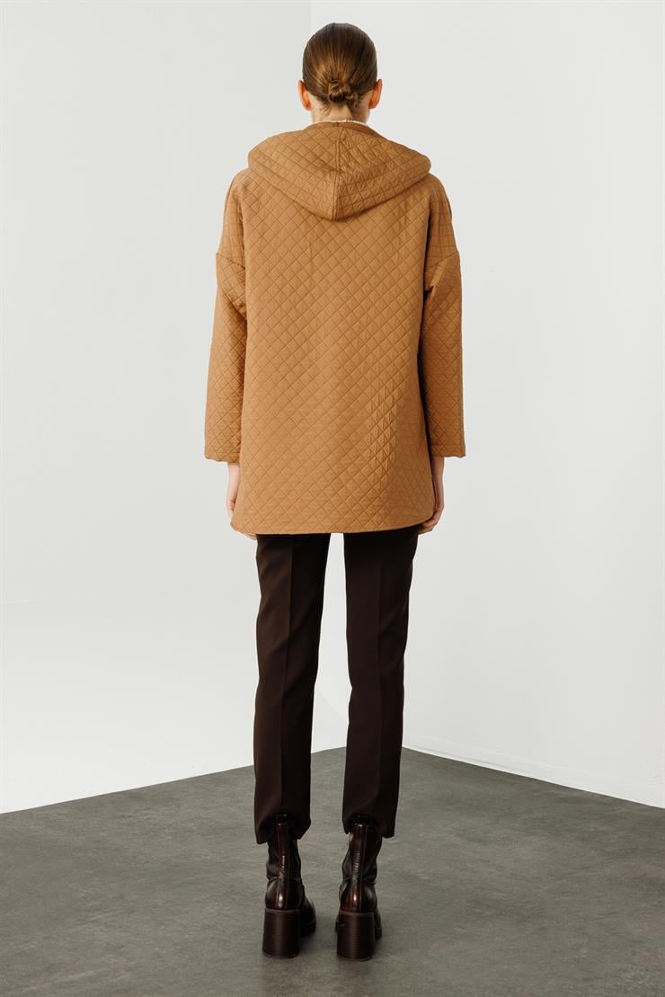 Modailgi  Kapüşonlu Kapitone Mont Camel