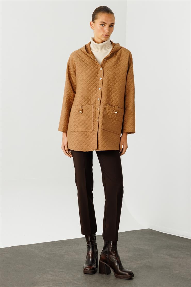 Modailgi  Kapüşonlu Kapitone Mont Camel