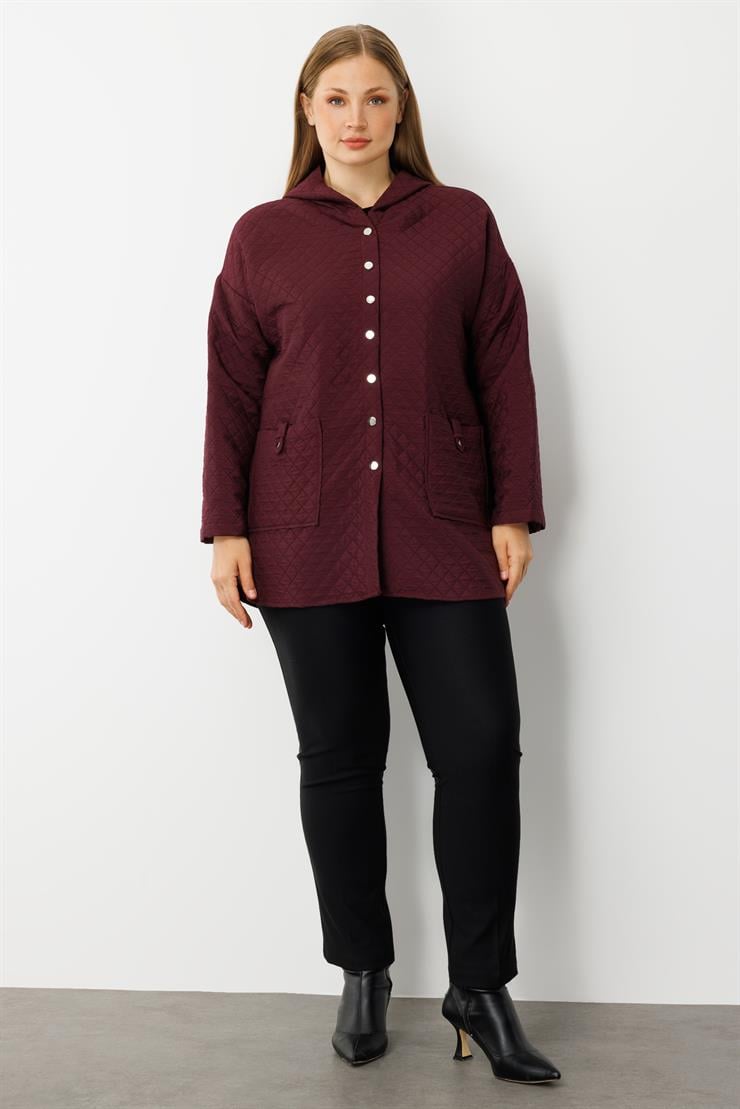 Modailgi  Kapüşonlu Kapitone Mont Mürdüm