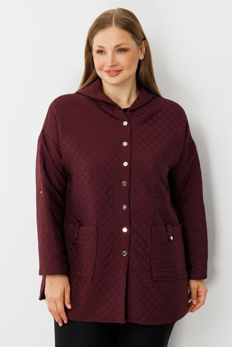 Modailgi  Kapüşonlu Kapitone Mont Mürdüm