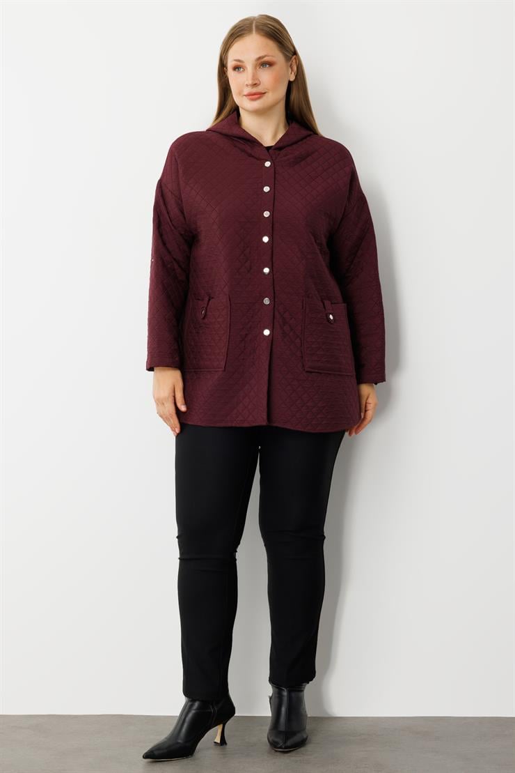 Modailgi  Kapüşonlu Kapitone Mont Mürdüm