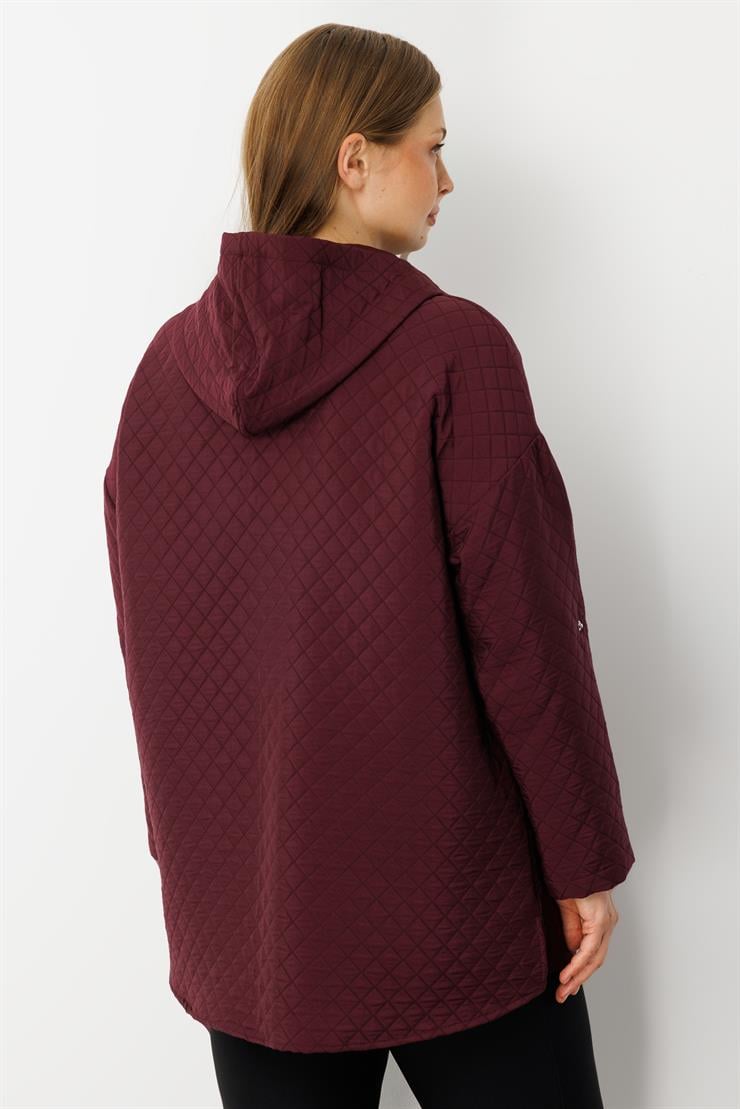 Modailgi  Kapüşonlu Kapitone Mont Mürdüm