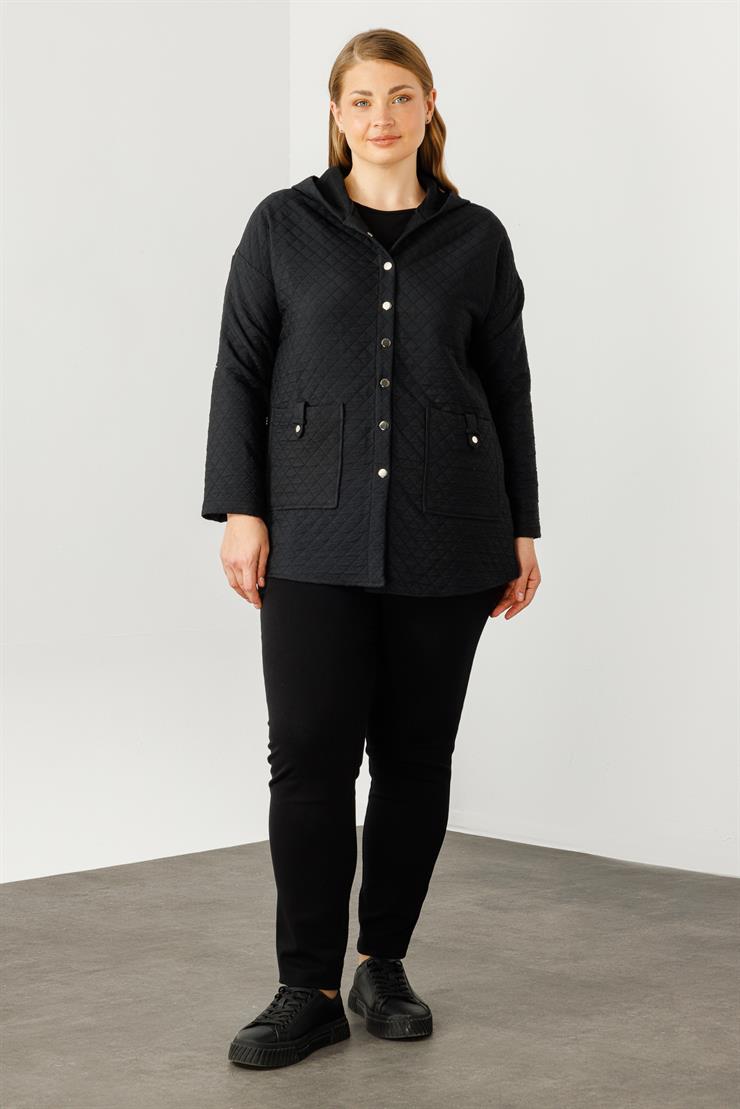 Modailgi  Kapüşonlu Kapitone Mont Siyah