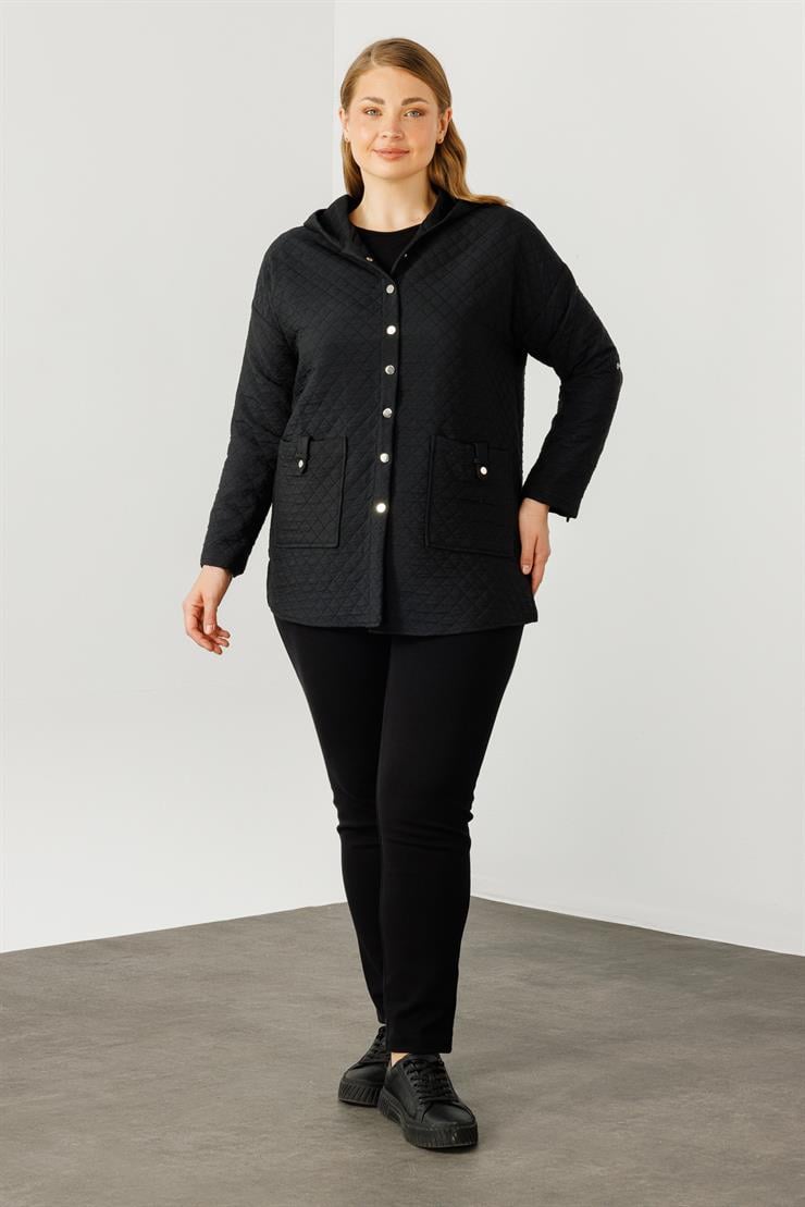 Modailgi  Kapüşonlu Kapitone Mont Siyah