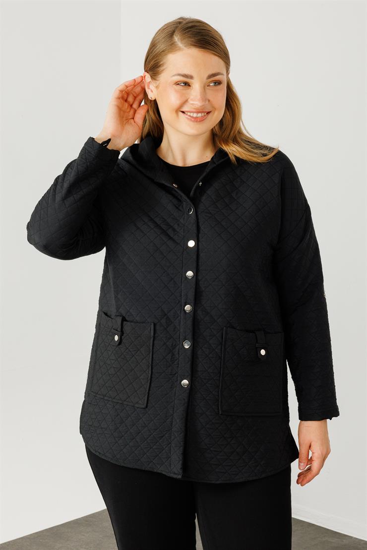 Modailgi  Kapüşonlu Kapitone Mont Siyah