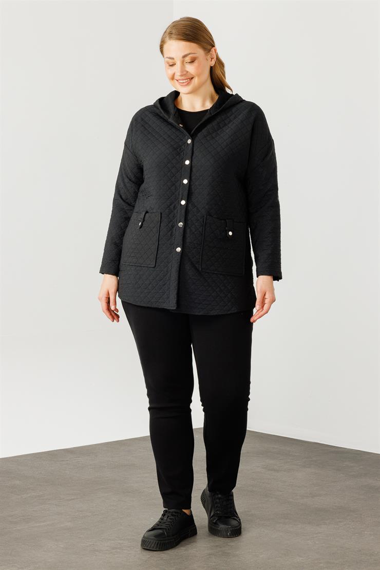 Modailgi  Kapüşonlu Kapitone Mont Siyah