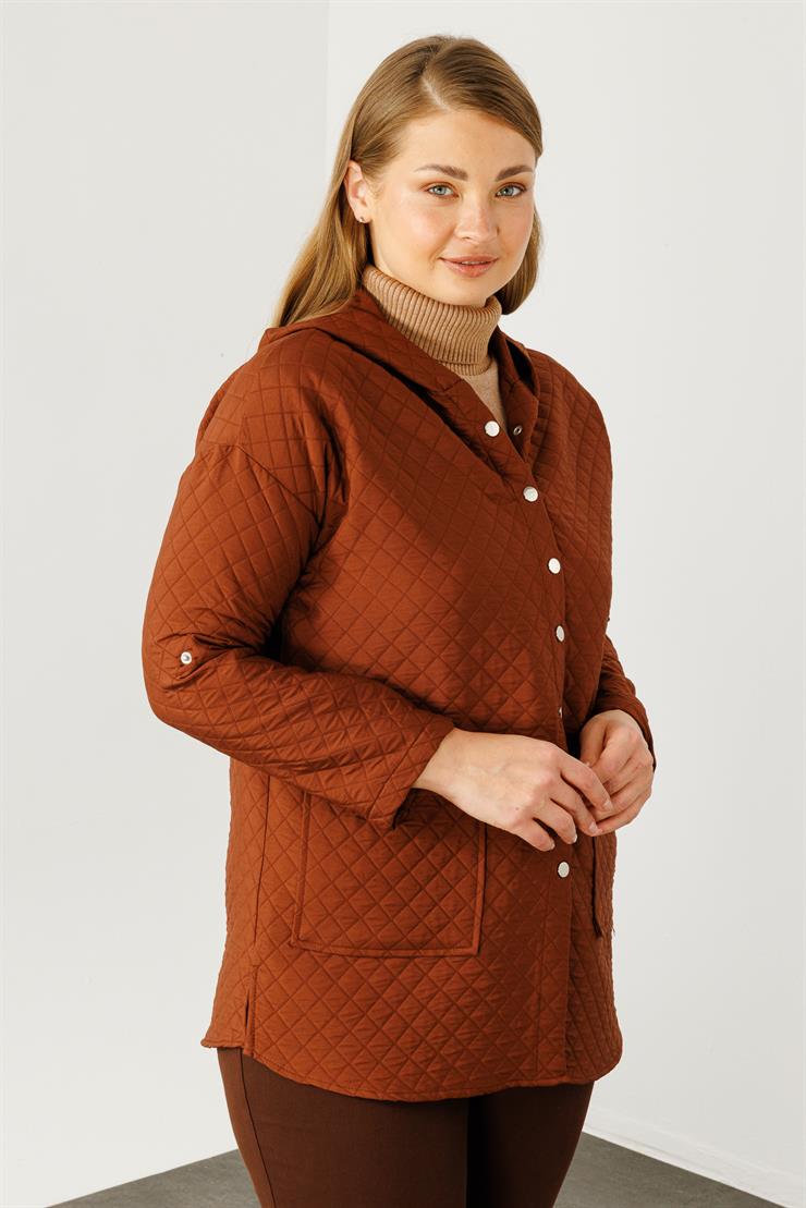 Modailgi  Kapüşonlu Kapitone Mont Taba