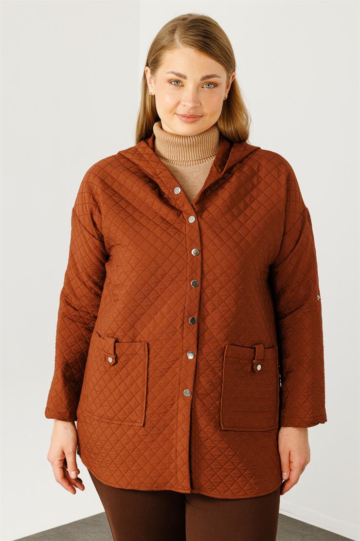 Modailgi  Kapüşonlu Kapitone Mont Taba