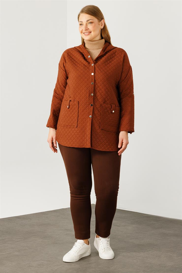 Modailgi  Kapüşonlu Kapitone Mont Taba