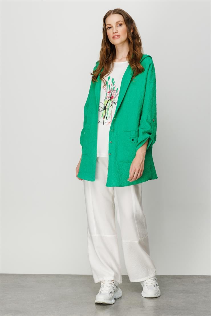 Modailgi  Kapüşonlu Oversize Tunik Yeşil