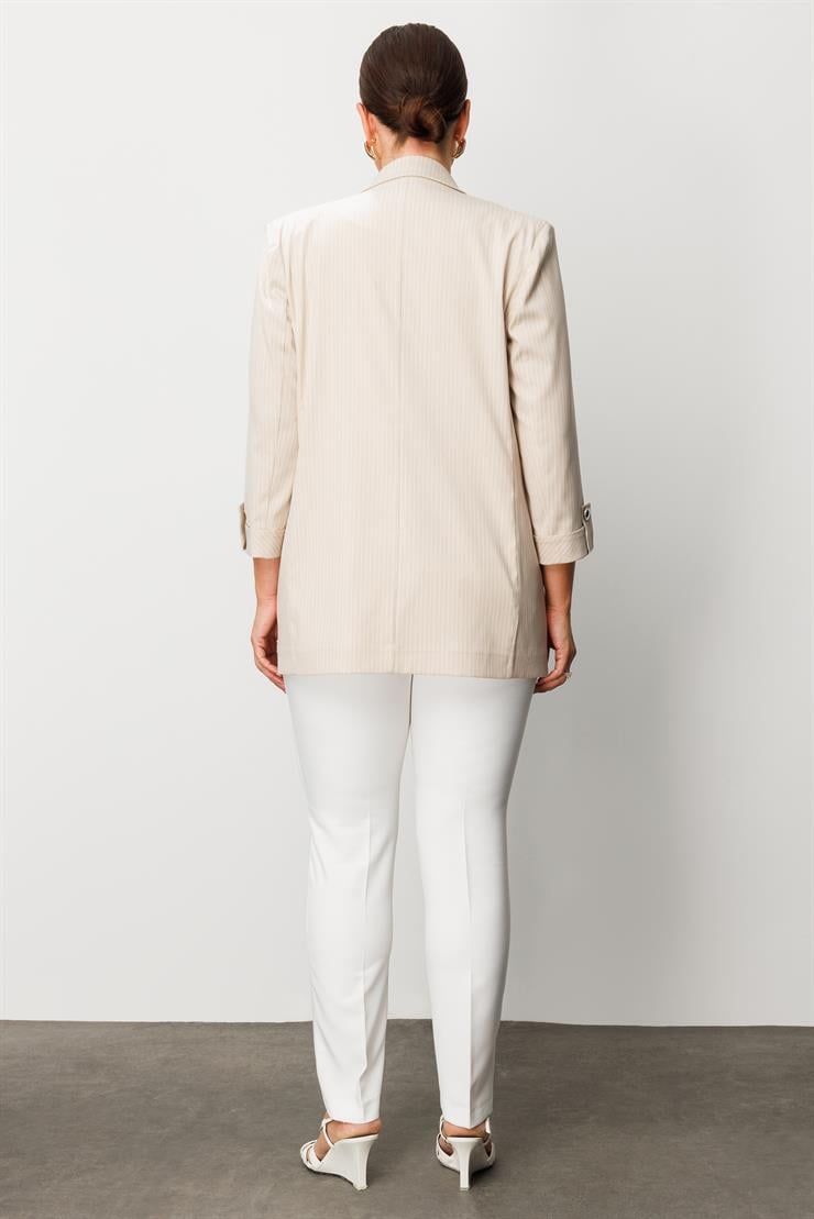 Modailgi  Kelebek Yaka Truvakar Kol Yarım Astarlı Ceket Taş