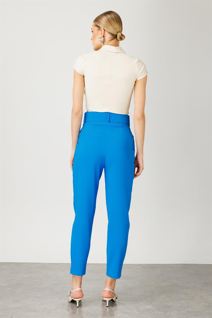 Modailgi  Kemer ve Pile Detaylı Takım Pantolon - 7534 Mavi