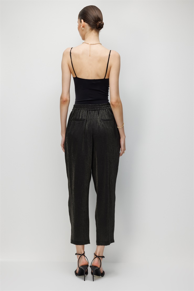 Modailgi  Kemeri Apoletli Düğme Detaylı Dokuma Pantolon - 15012 Siyah