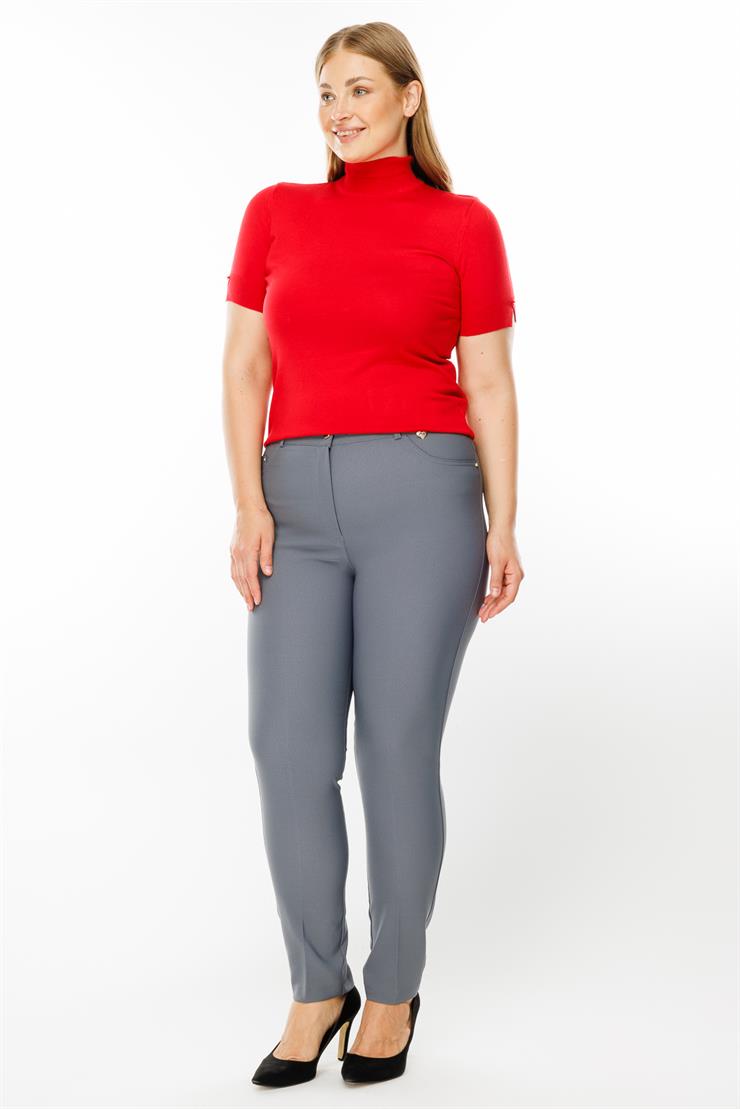 Modailgi  Kemeri Lastikli Pantolon Gri