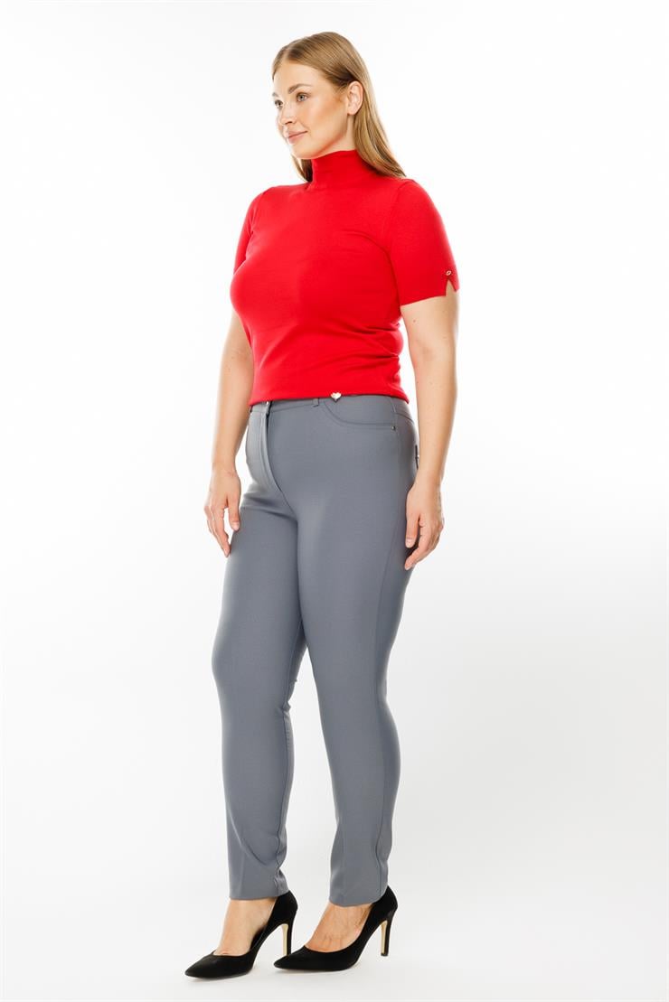 Modailgi  Kemeri Lastikli Pantolon Gri