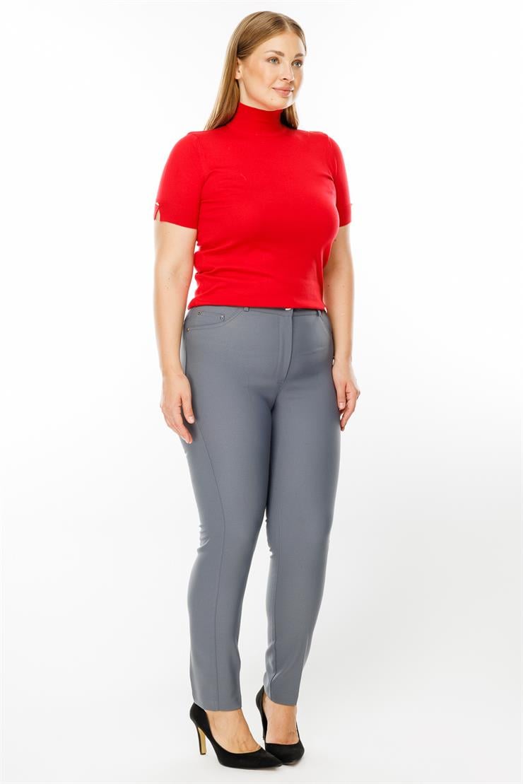 Modailgi  Kemeri Lastikli Pantolon Gri