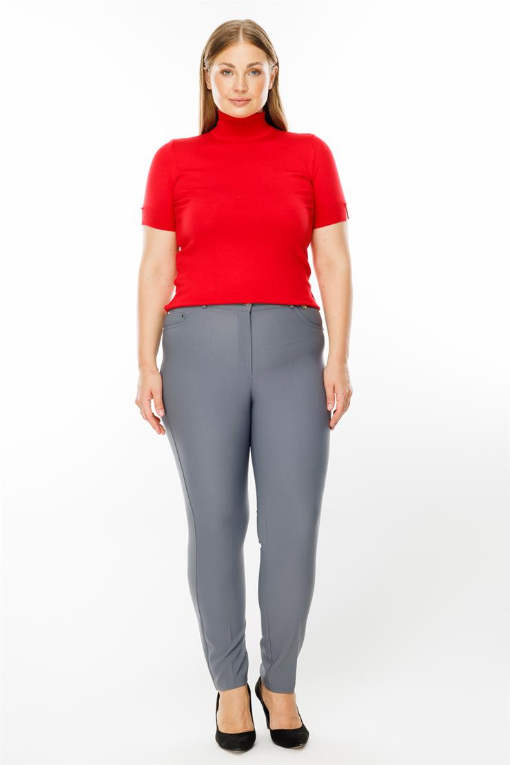 Modailgi  Kemeri Lastikli Pantolon Gri