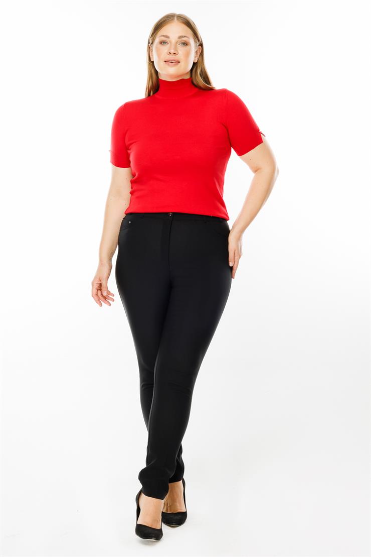 Modailgi  Kemeri Lastikli Pantolon Siyah