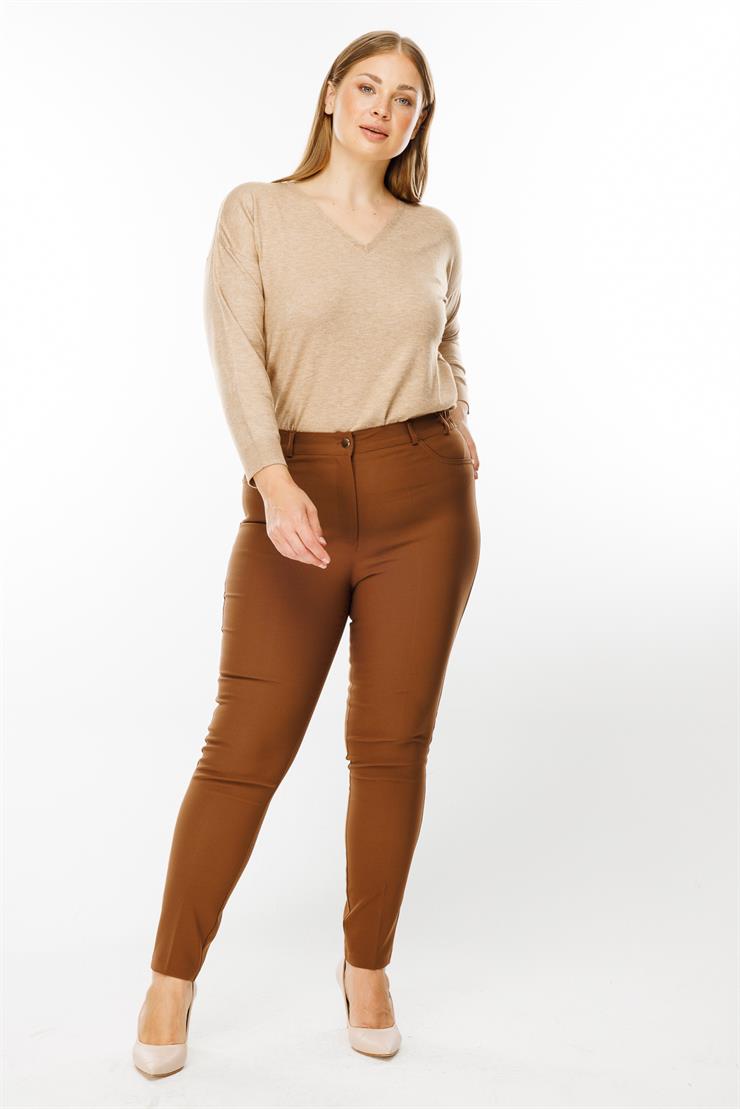 Modailgi  Kemeri Lastikli Pantolon Taba