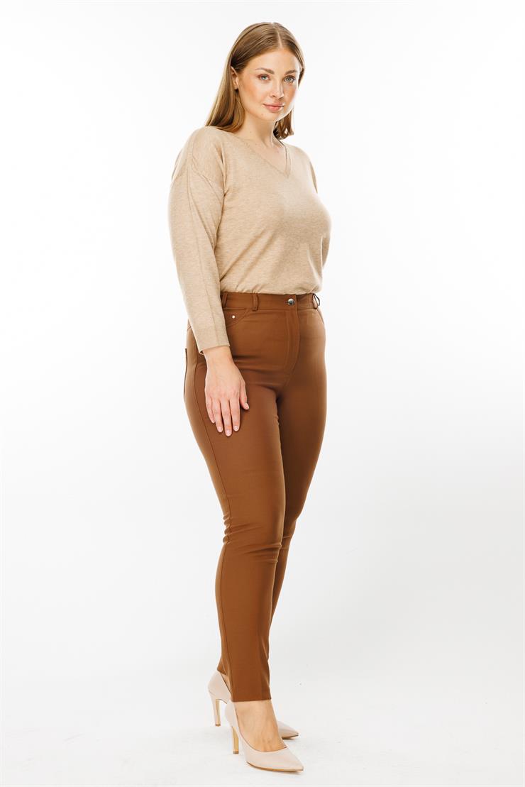 Modailgi  Kemeri Lastikli Pantolon Taba