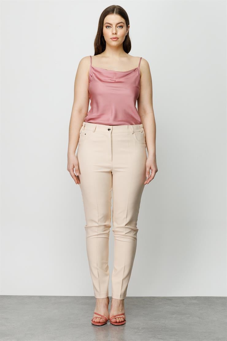 Modailgi  Kemeri Lastikli Pantolon Taş