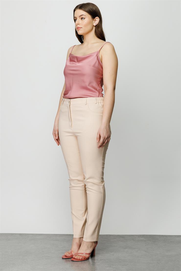 Modailgi  Kemeri Lastikli Pantolon Taş