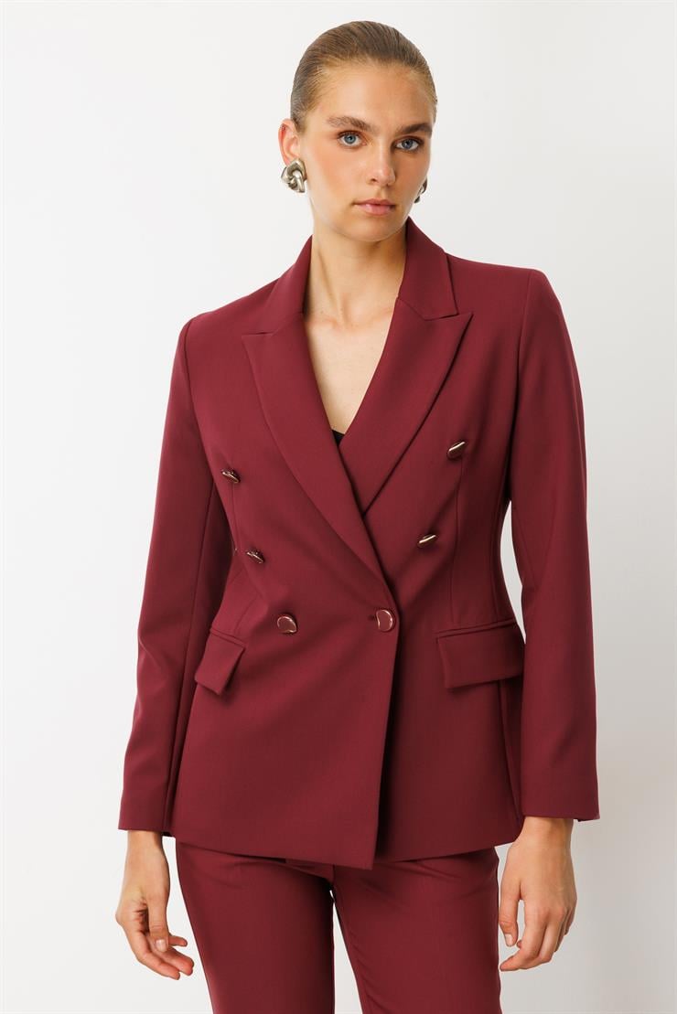 Modailgi  Kırlangıç Yaka Kruvaze Ceket - 40008 Bordo