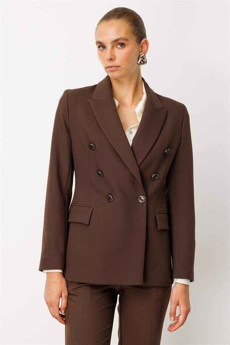 Modailgi  Kırlangıç Yaka Kruvaze Ceket - 40008 Kahve