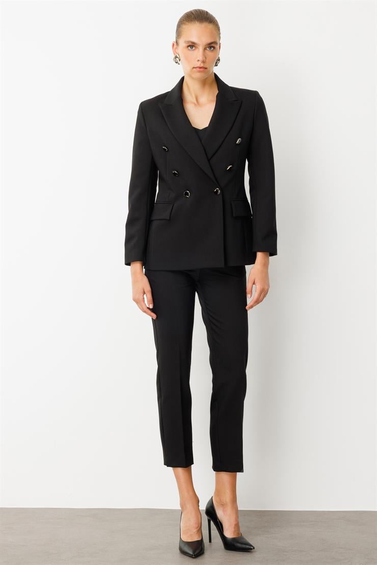 Modailgi  Kırlangıç Yaka Kruvaze Ceket - 40008 Siyah