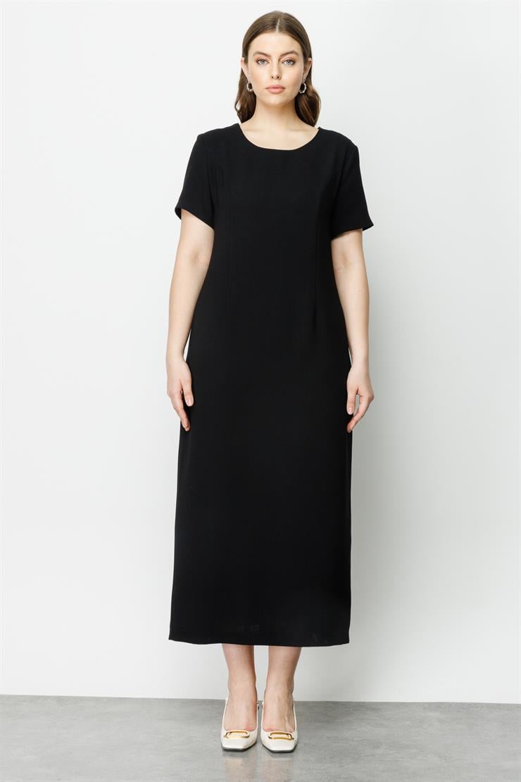 Modailgi  Kısa Kollu Uzun Elbise Siyah