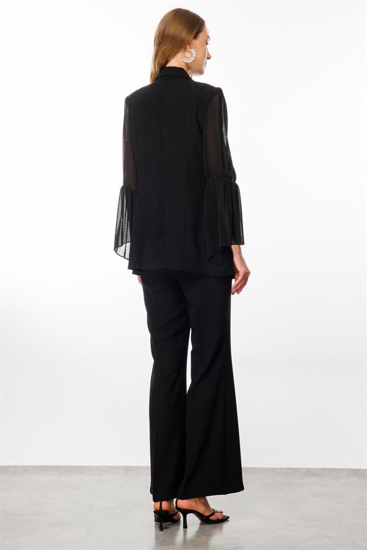 Modailgi  Kolu Plise Detaylı Ceket Siyah