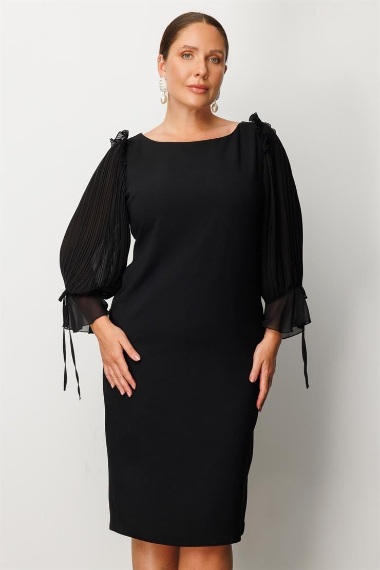 Modailgi  Kolları Pliseli Elbise Siyah