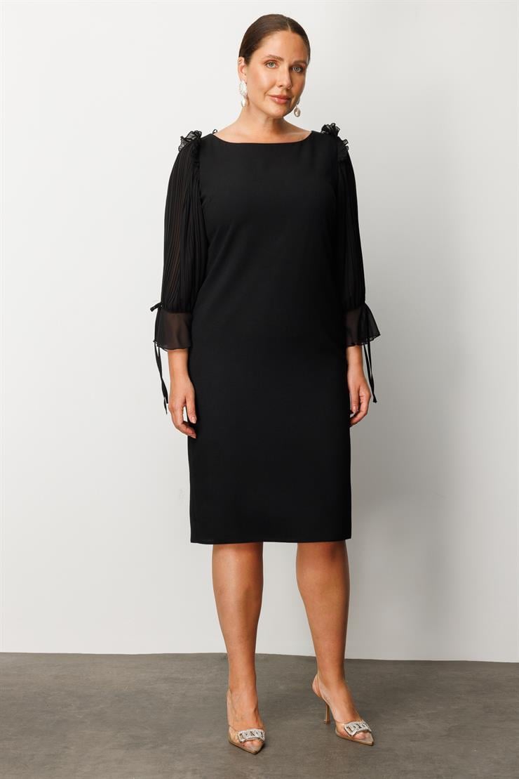 Modailgi  Kolları Pliseli Elbise Siyah