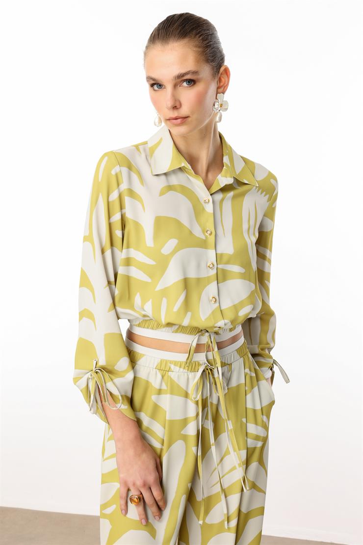 Modailgi  Kolları ve Etek Ucu Bağlama Detaylı Etek Altı Lastikli Gömlek Asit