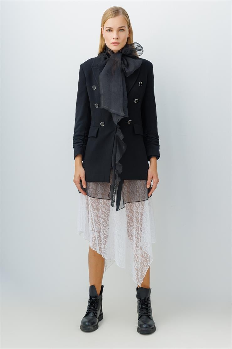 Modailgi  Kolu Büzgü Detaylı Ceket Siyah